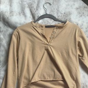 Long sleeve yellow stripped brandy Melville shirt